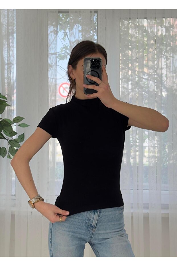 Buzzy Siyah Bebe Kol Basic Yaka Tshirt - 3