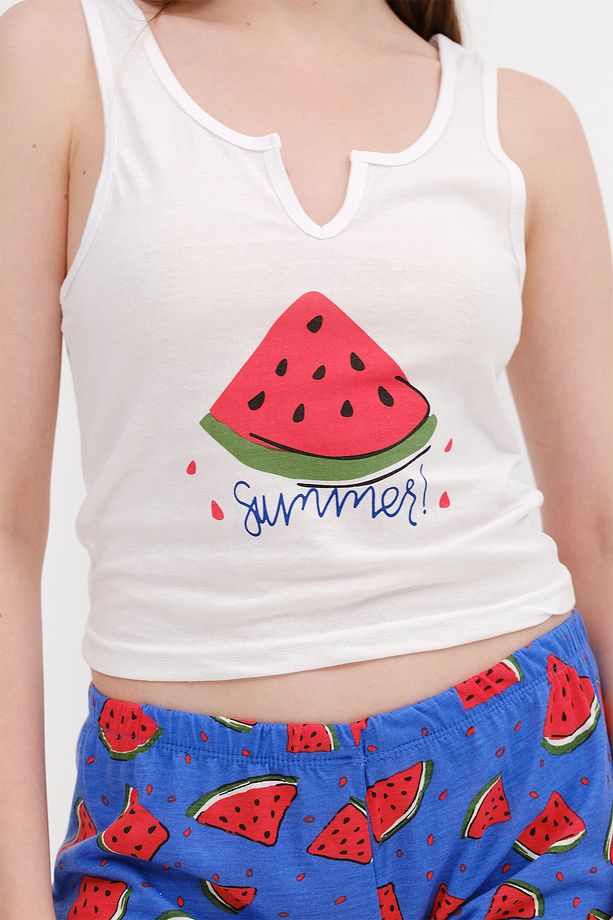 Karpuz Baskılı Şortlu Pijama Takımı Ş077 - 3