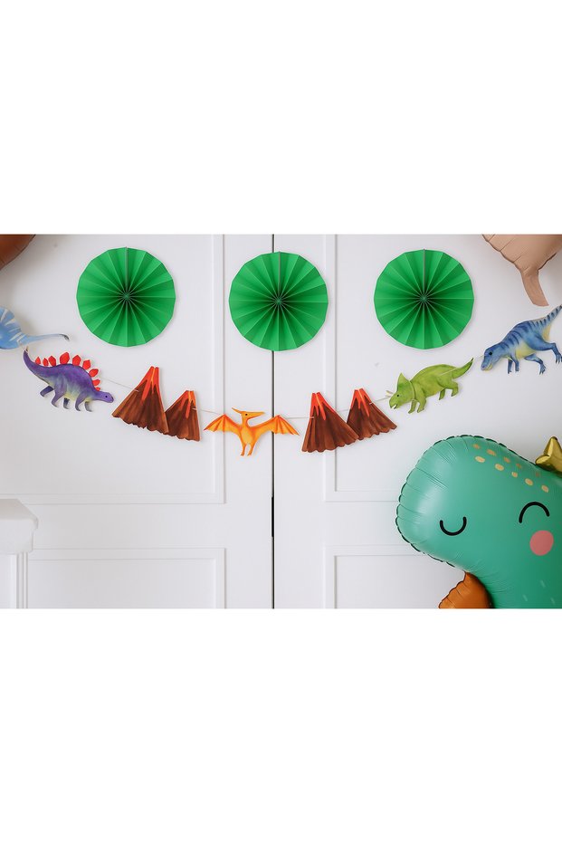 Green Fan Birthday Party Ornament 20 cm Set of 6