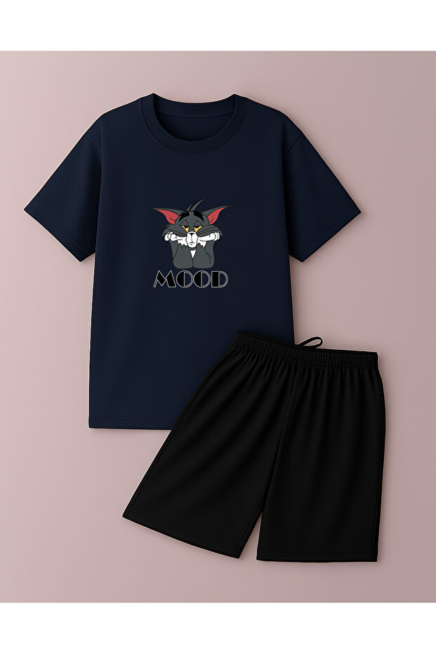 Unisex Mood Printed Design Shorts Set