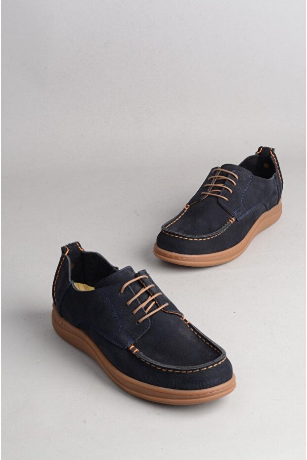 Seç 215341 Genuine Leather Casual Men's Shoes Navy Blue