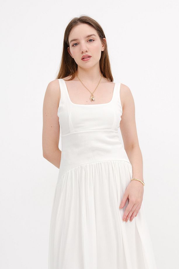 Kare Yaka Midi Elbise E17379 - 4