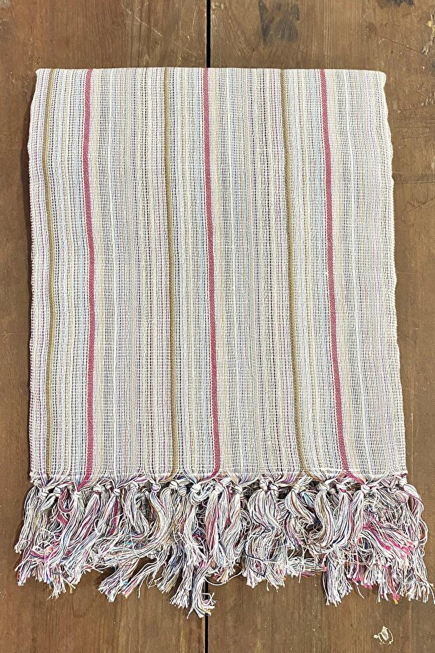 Hand Woven Cotton - Linen Peshtemal 95 X 200 cm - Multicolor