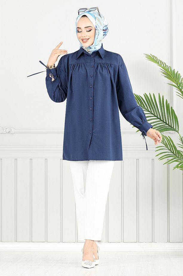 Önden Düğmeli Tunik 4101PM1063-M Laci - 3