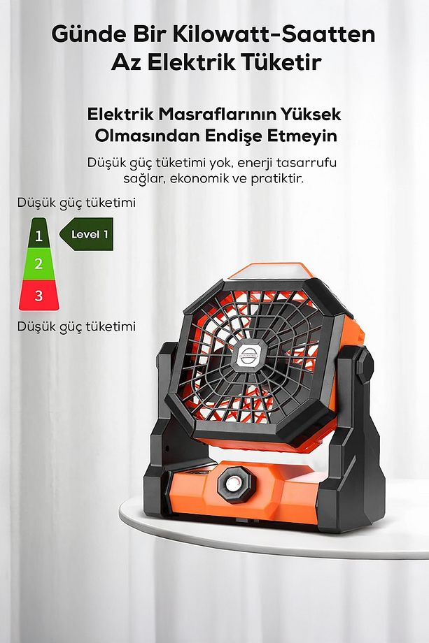 Sekizgen Şekilli Şarjlı Mini Kamp Vantilatörü - 6