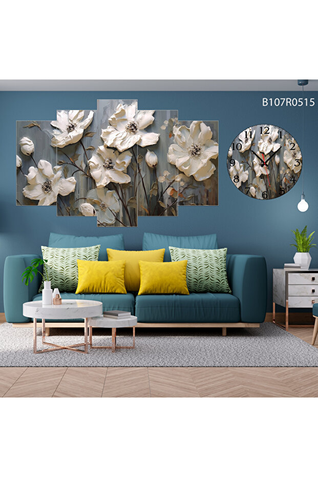 Duvar Mdf Tablo 5 Parça Set Ve saatli - 4