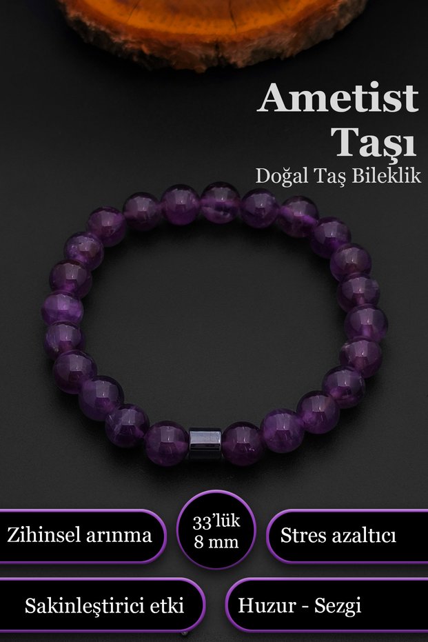 Amethyst Bracelet Women Men Natural Stone Bracelet 8 mm Bt024