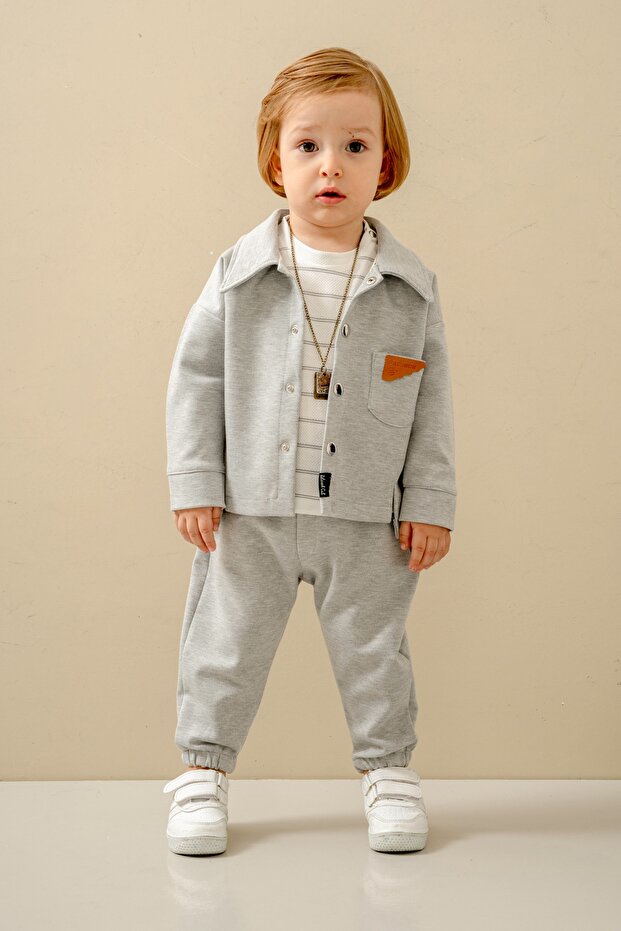 Baby Boy Jacket 3-Piece Set with Necklace and Gift