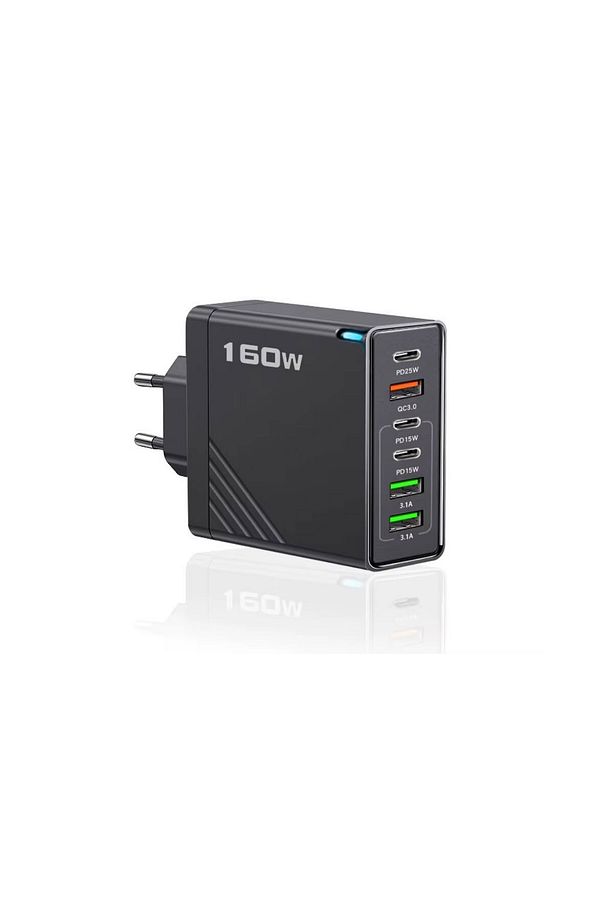 160w Şarj Adaptörü 6 Port Hızlı Şarj Başlığı İos/Android Uyumlu Şarj Aleti - 1