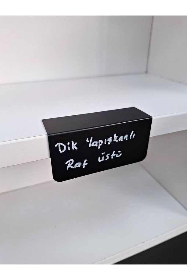 10 Ad PVC Karatahta Siyah Ürün Etiket 8x4 cm Yapışkanlı Raf Fiyat Etiketi Dik Yapışan isimlik - 8