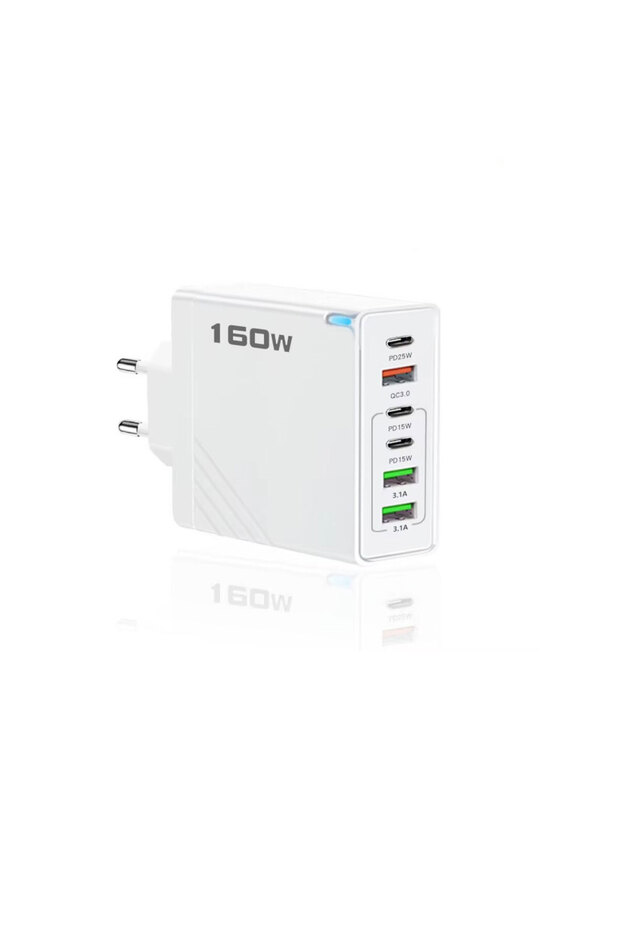 160w Şarj Adaptörü 6 Port Hızlı Şarj Başlığı İos/Android Uyumlu Şarj Aleti - 1