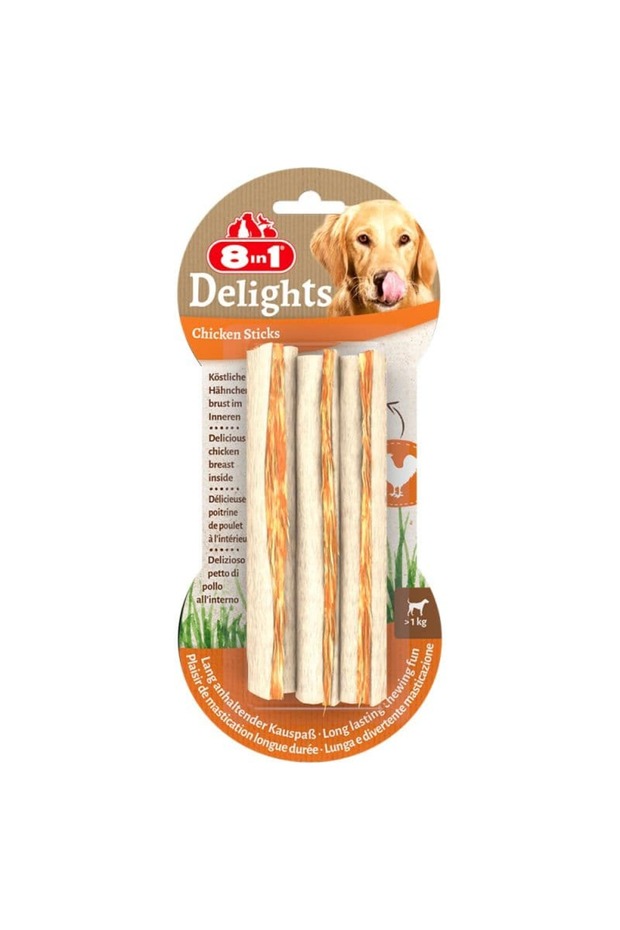 8in1 Delights Chicken Sticks 3Ct