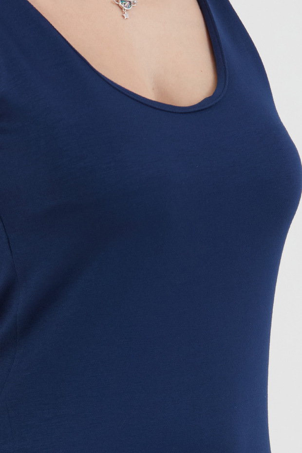 Basic Kalın Askılı Salaş Modal Elbise - 5