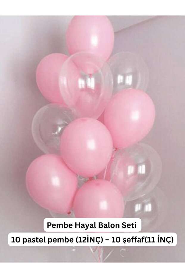 Pink Dream Balloon Set Pastel Pink Transparent Mixed 20-Piece Birthday Party Decoration