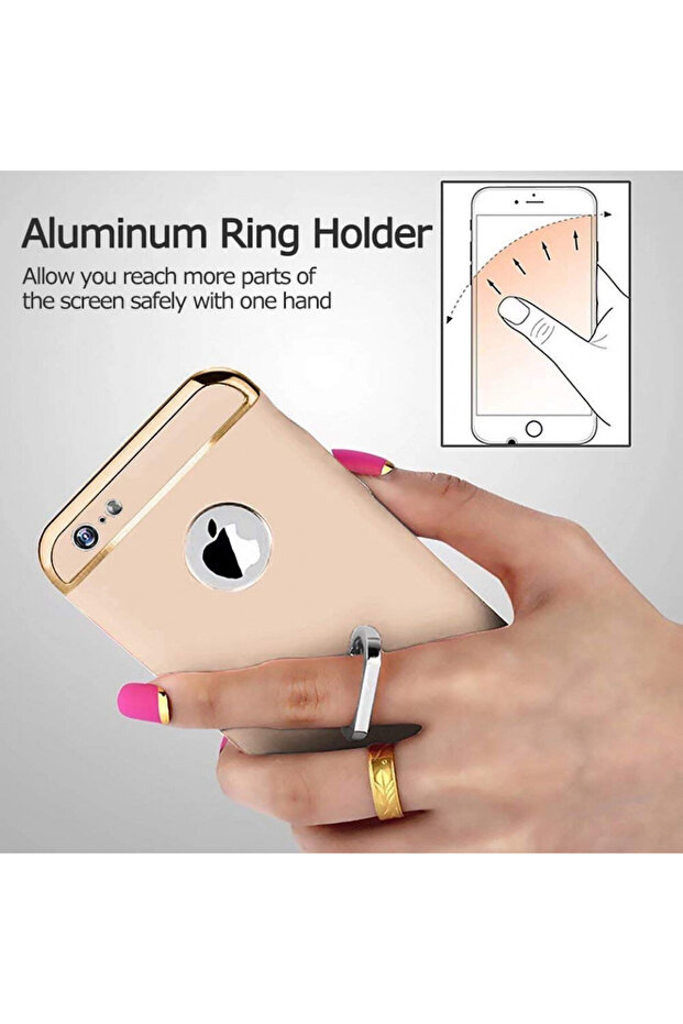 Apple iPhone 8 Plus Case, 3in1 Ring Gold - 2