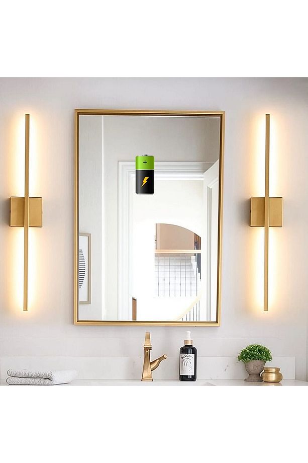 Modern Dekoratif Pilli Luxury Tasarım Kare Led Duvar Aplik 70 Cm Eskitme 1 Adet - 1
