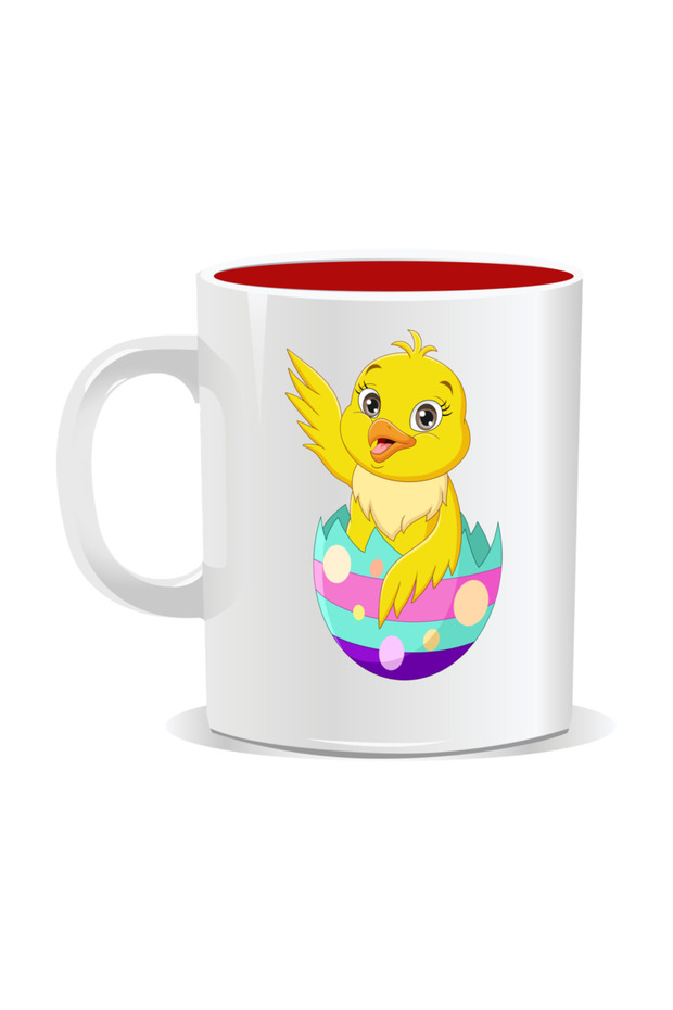 Personalized Easter mug, Chicken in egg - Red interior - 2