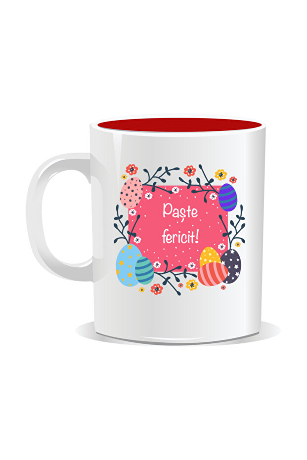 Personalized Easter mug, Happy Easter - Red interior - 2