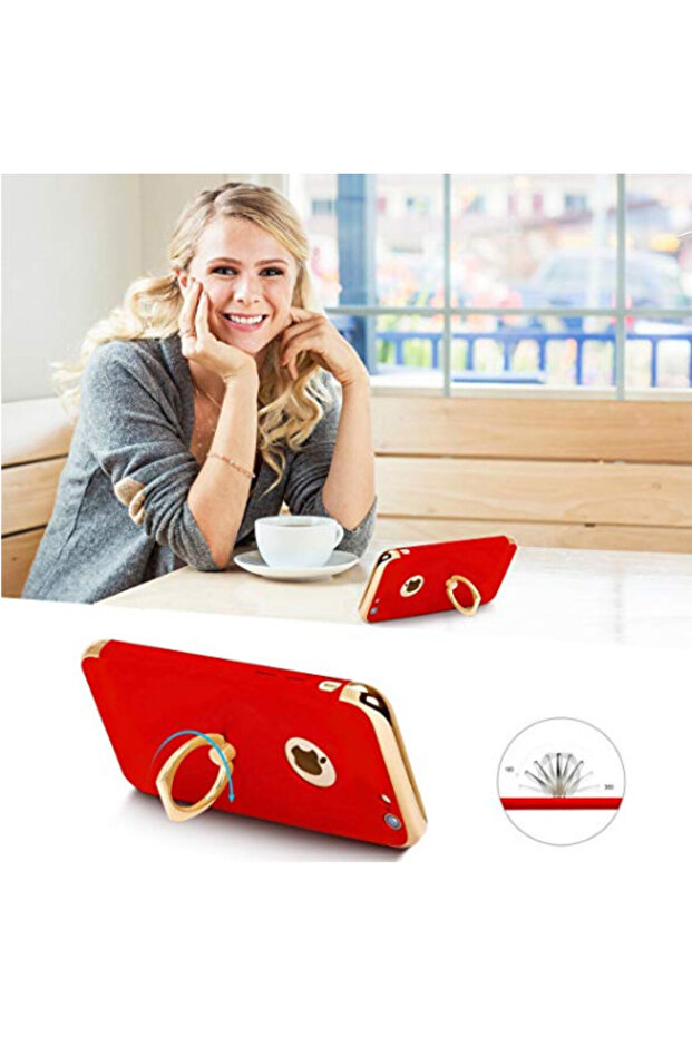Apple iPhone SE2 case, 3in1 Ring Red - 2