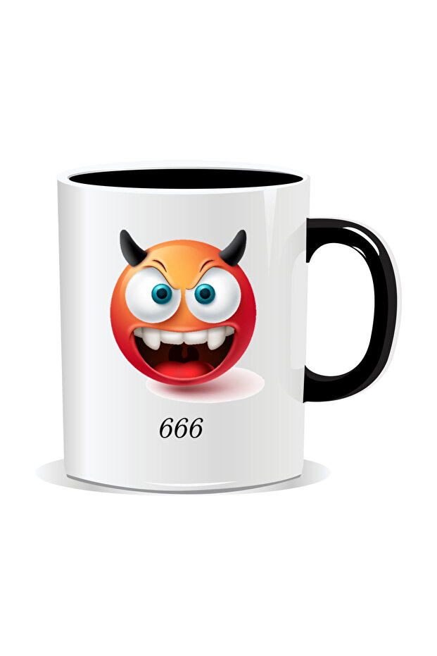 Personalized Emoji Mug, 666 - Black Interior - 1