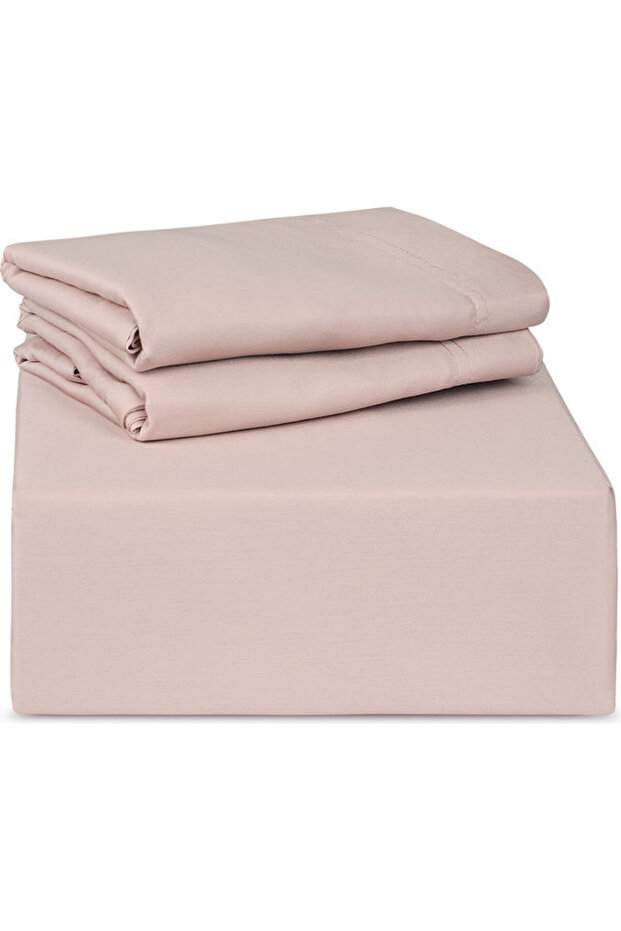 :طقم ملاءات سرير فاخرة سادة من 3 قطع، 300 خيط، 100 قطن غني - 2