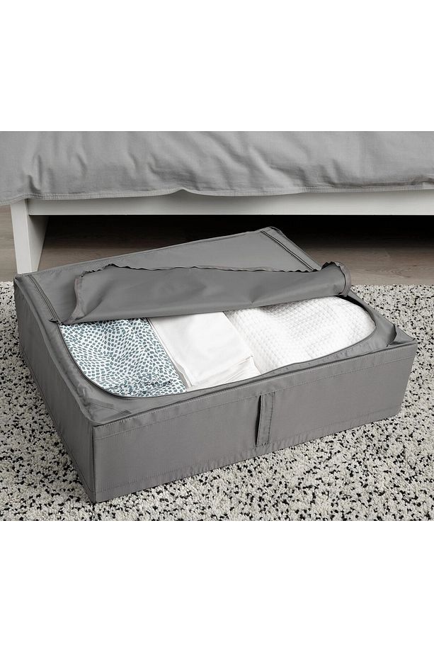 QUALİTY Fermuarlı Düzenleme Kutusu 63x53x19 Cm İkea Saklama Kutusu Polyester Hurç Koyu Gri - 4