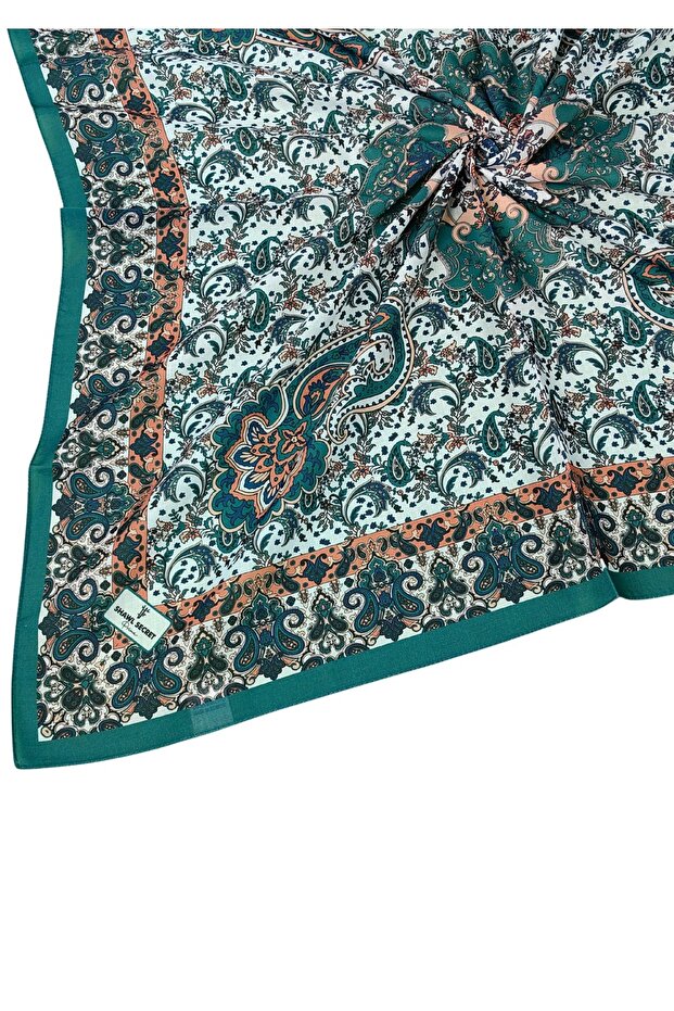 وشاح منقوش من القطن العرقي مقاس 90 × 90 سم