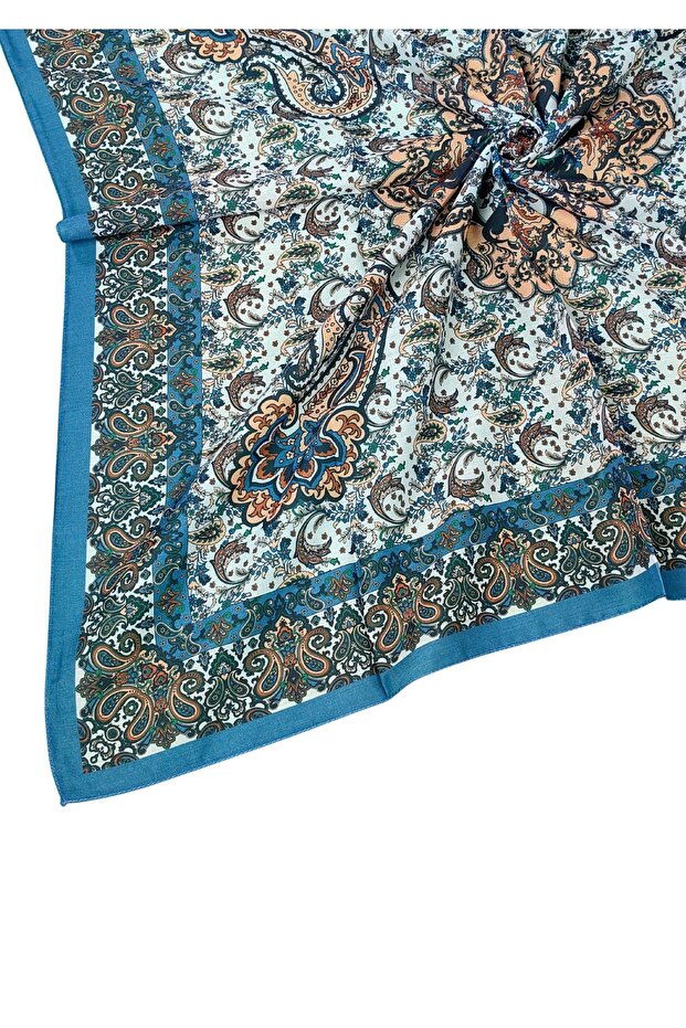 وشاح منقوش من القطن العرقي مقاس 90 × 90 سم
