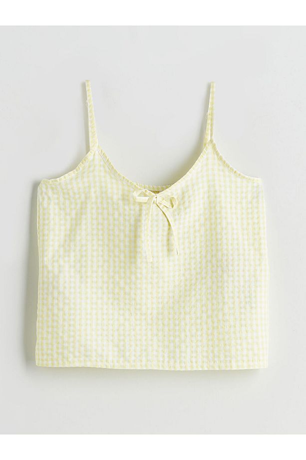 V Yaka Ekose Kadın Şortlu Pijama Takımı - 6