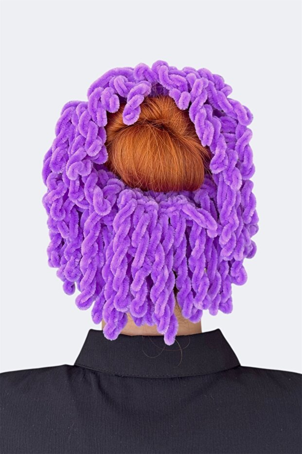 Lilac Velvet Bun Buckle Plump Elastic Hijab Women's Accessory Buckle