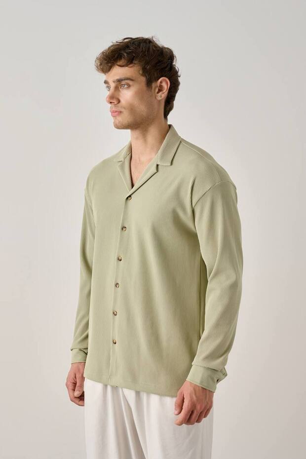 Fitilli Erkek Gömlek Rahat Kesim - 4