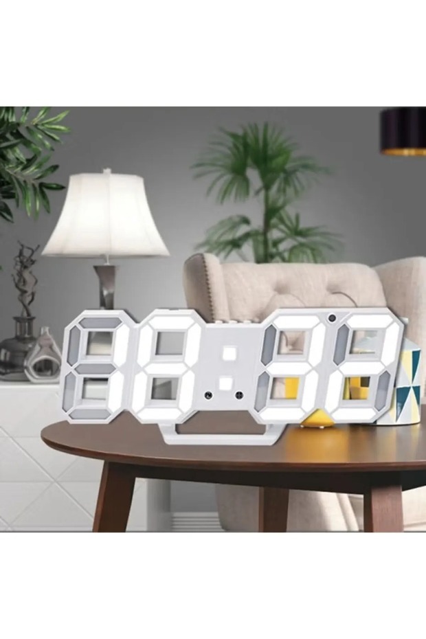 3d Digital Led Clock Electronic Table Clock ( White) - 3