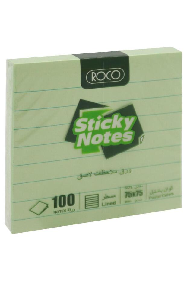 ملاحظات ذاتية اللصق مُسطّرة - ١٠٠ ورقة، ٧٥ × ٧٥ مم، لون أخضر - 1