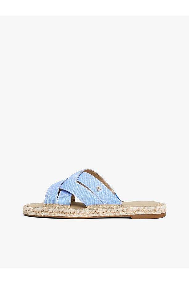Chambray Crossover Espadrille Mules - 7
