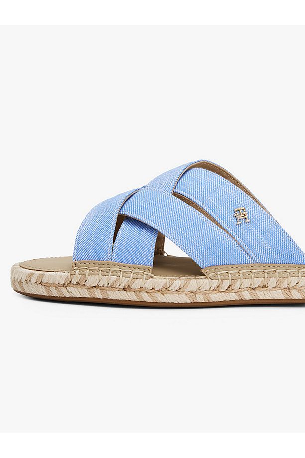 Chambray Crossover Espadrille Mules - 6