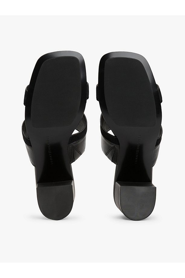 Leather Block Heel Mules - 6