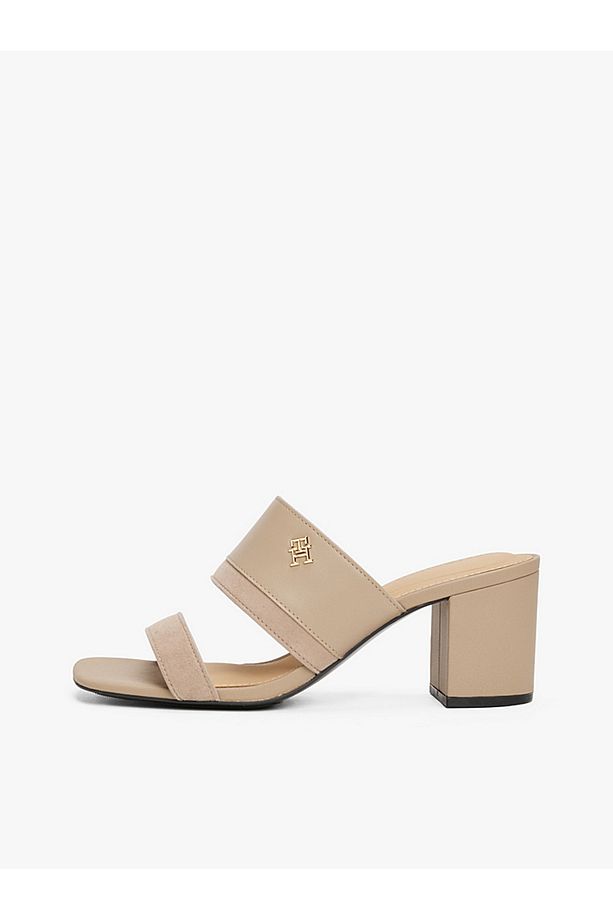 Leather Block Heel Mules - 8