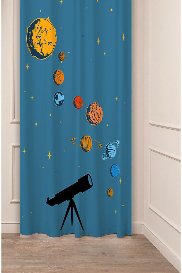 Space Planet Astronaut Stars Special Design Digital Printed (Single Wing) Stylish Modern Bohemian Background Curtain