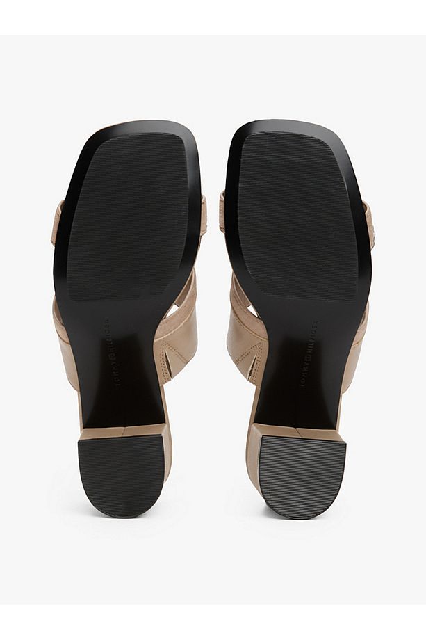 Leather Block Heel Mules - 6
