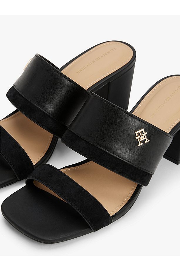 Leather Block Heel Mules - 7