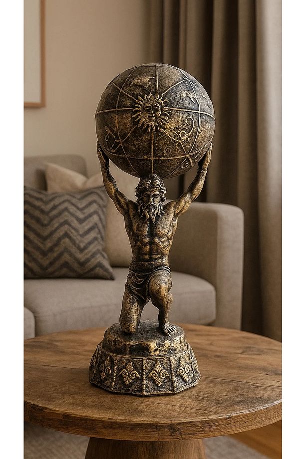 Dünya Taşıyan Adam Mitolojik Biblo Atlas Taşıyan Adam Hediyelik Eşya Ofis Hediyesi - 1