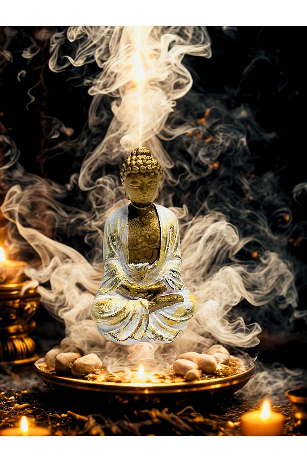 Lüks Meditasyon Şans Bereket Buda Biblo Heykel Vitrin Masa Süsü - 4