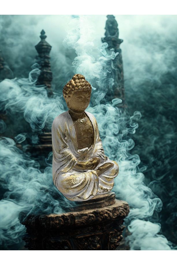 Lüks Meditasyon Şans Bereket Buda Biblo Heykel Vitrin Masa Süsü - 3