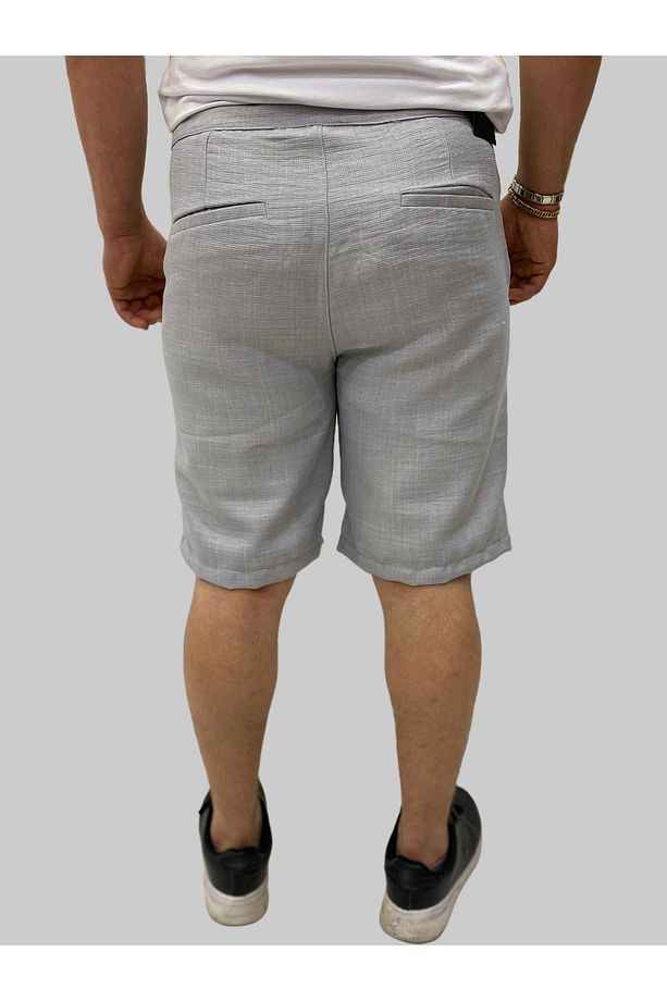Erkek Sers Keten Beli Bağcıklı Regular Gri Şort&Kapri - 3