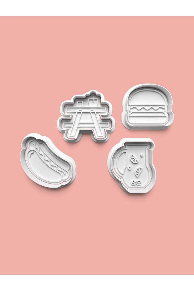 Hamburger Fastfood Cookie Mold and Sugar Dough Mold Set of 4