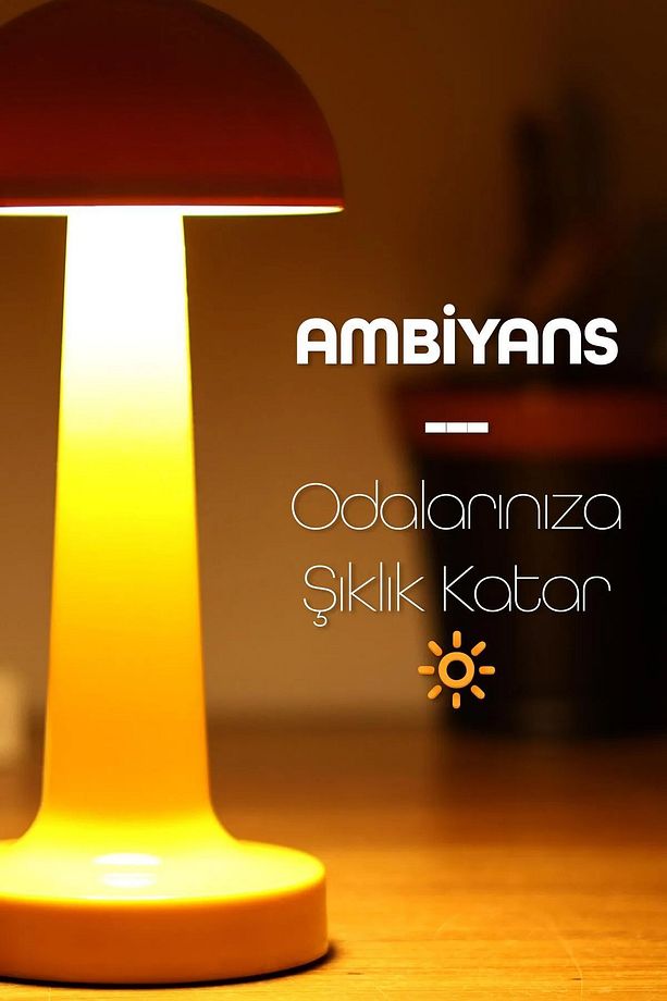 Dokunmatik Şarjlı Masa Lambası 3 MOD İskandinav Mantar Çalışma Okuma Işığı Lamba - 6