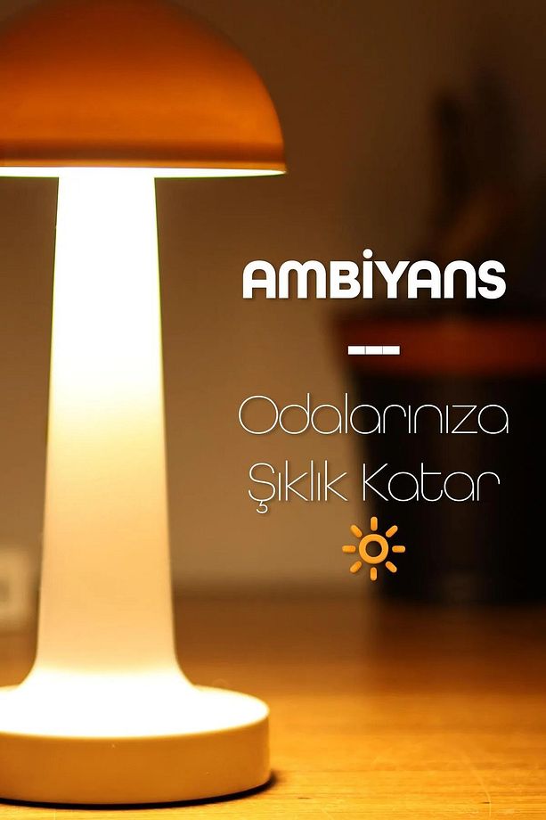 Dokunmatik Şarjlı Masa Lambası 3 MOD İskandinav Mantar Çalışma Okuma Işığı Lamba - 6