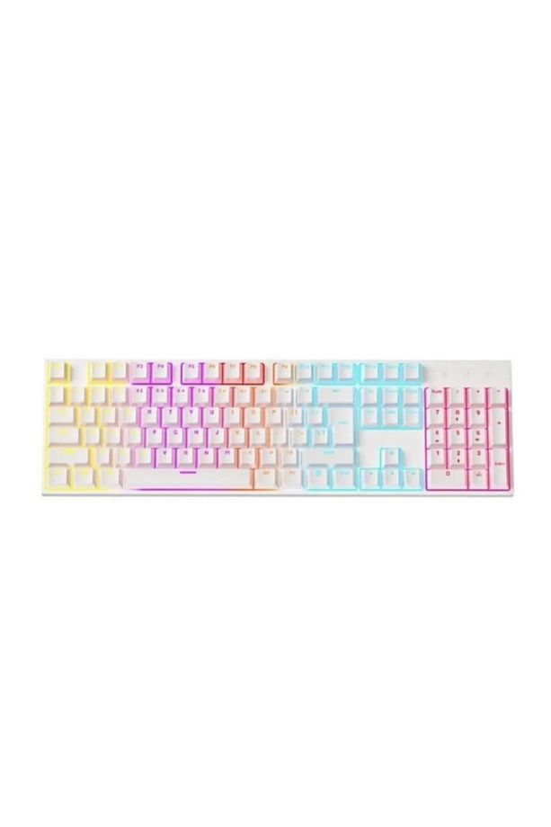 Kablolu Oyuncu Klavye Mouse Seti Siyah Beyaz RGB Gaming Mekanik Makrolu Klavye Mouse Set - 4