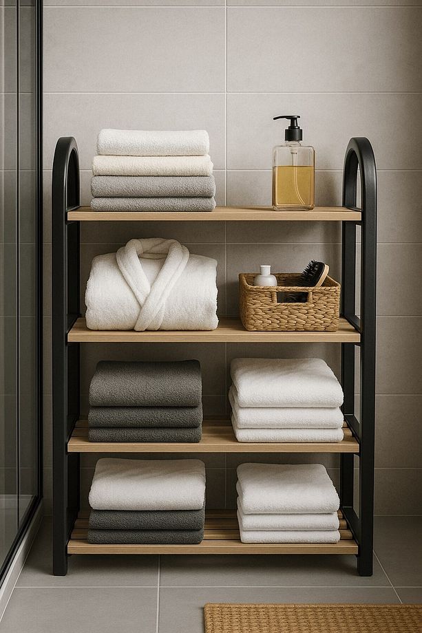 Flex Elite Çok Amaçlı 4 Bölmeli Siyah Ahşap Raf – Ayakkabılık, Banyo ve Mutfak Rafı, Organizer Raf - 2
