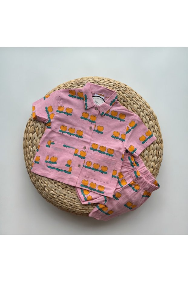 Pink Woven Girl's Suit